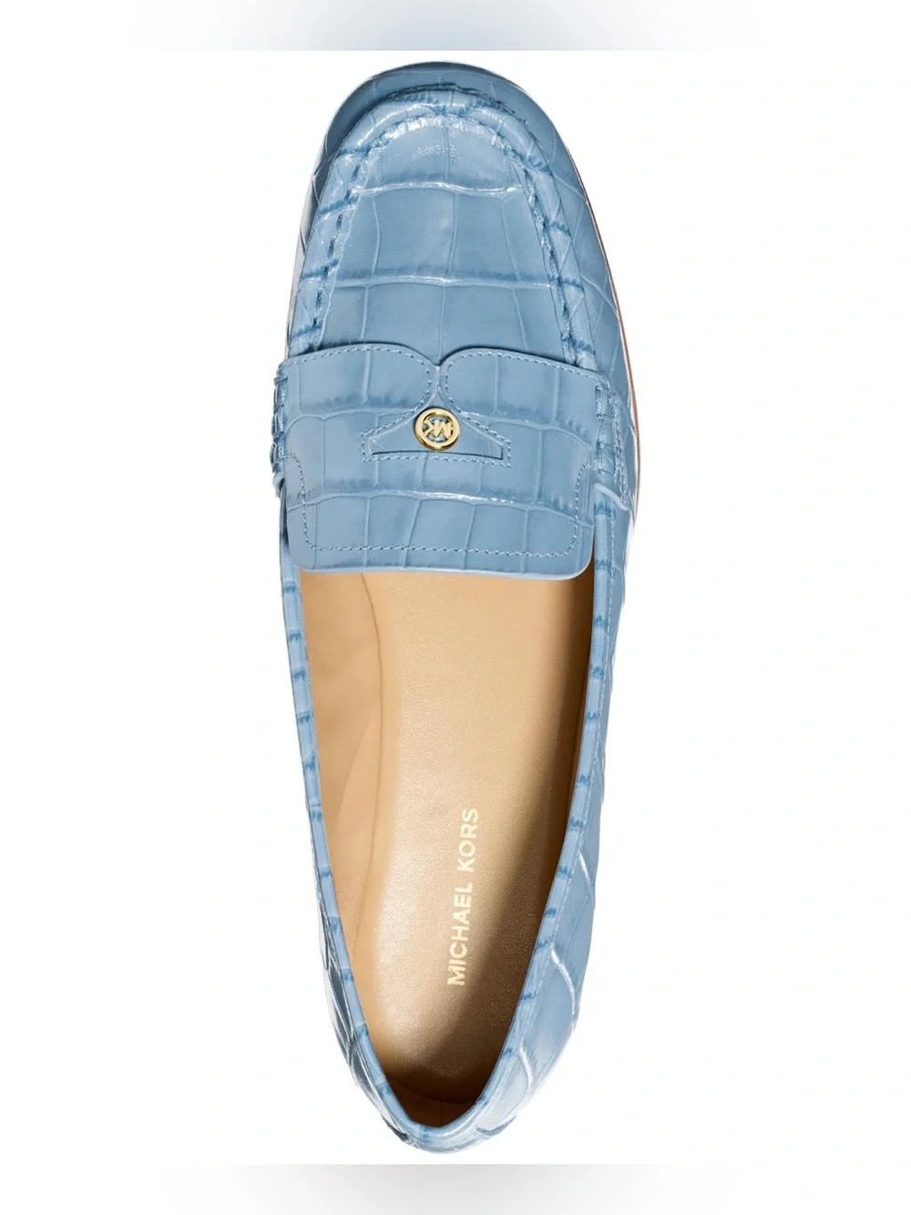MICHAEL MICHAEL KORS Blue Chambray Jennings Crocodile Embossed Leather Loafer